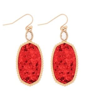 💕Just arrived Red Faceted Sequin Drop Earrings💕
